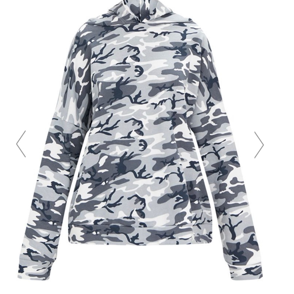 Grey Camo Oversized Hoodie
